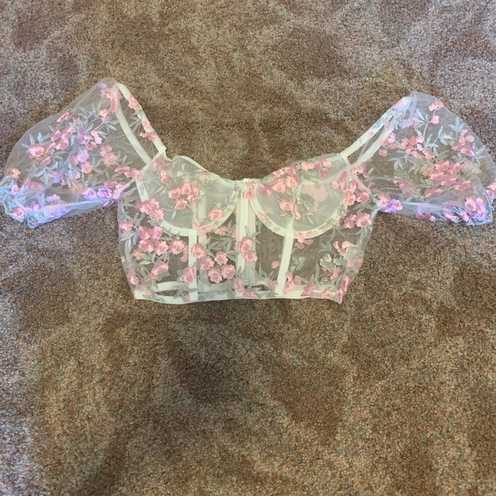 Sheer floral crop top